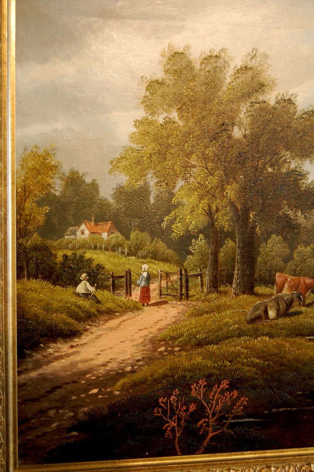 Victorian English 19th Century Etty Horton Original Oil on Canvas 