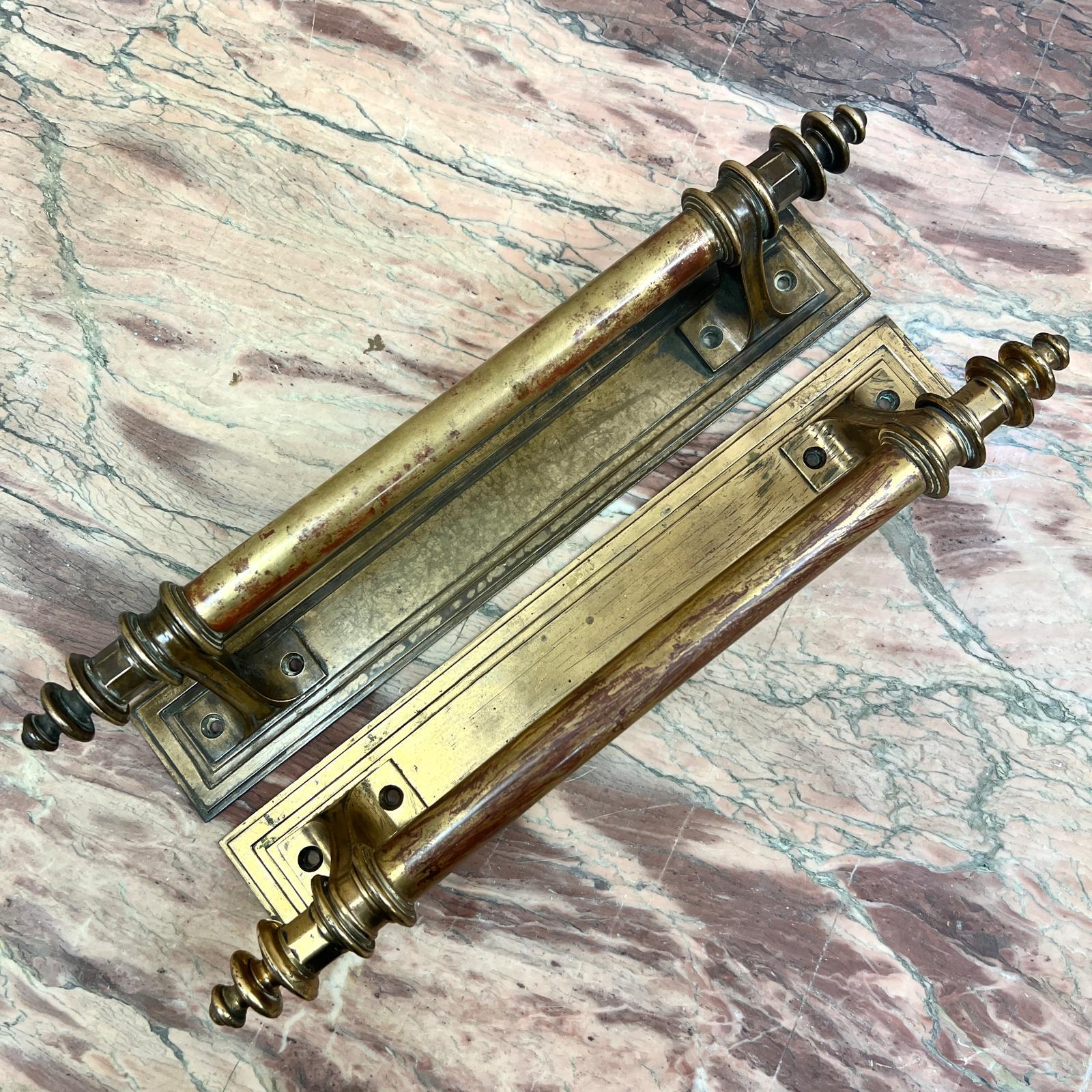 English 19th Century Exceptionally Large Bronze Door Handles 8