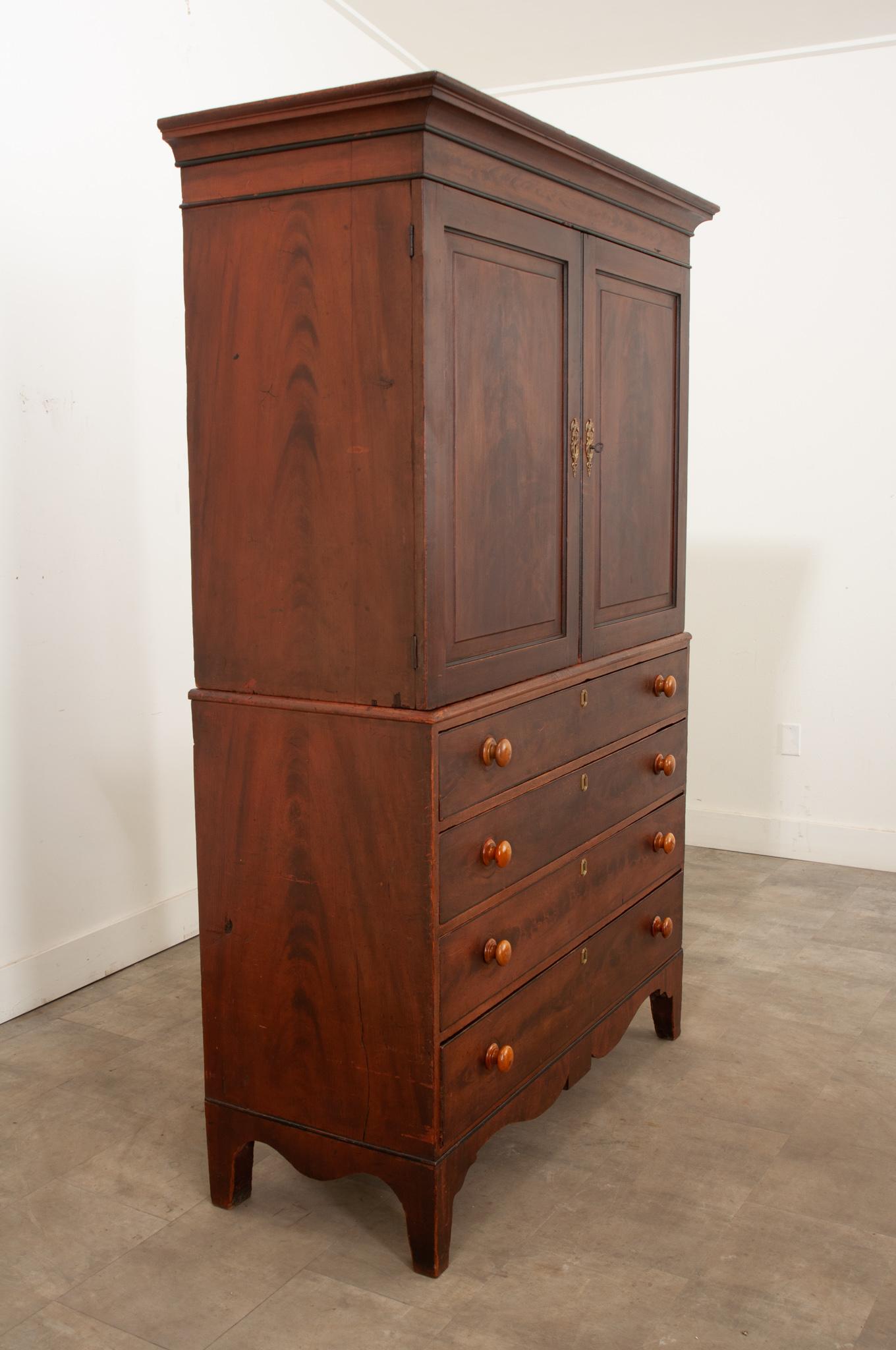 Hand-Carved English 19th Century Faux-Bois Linen Press