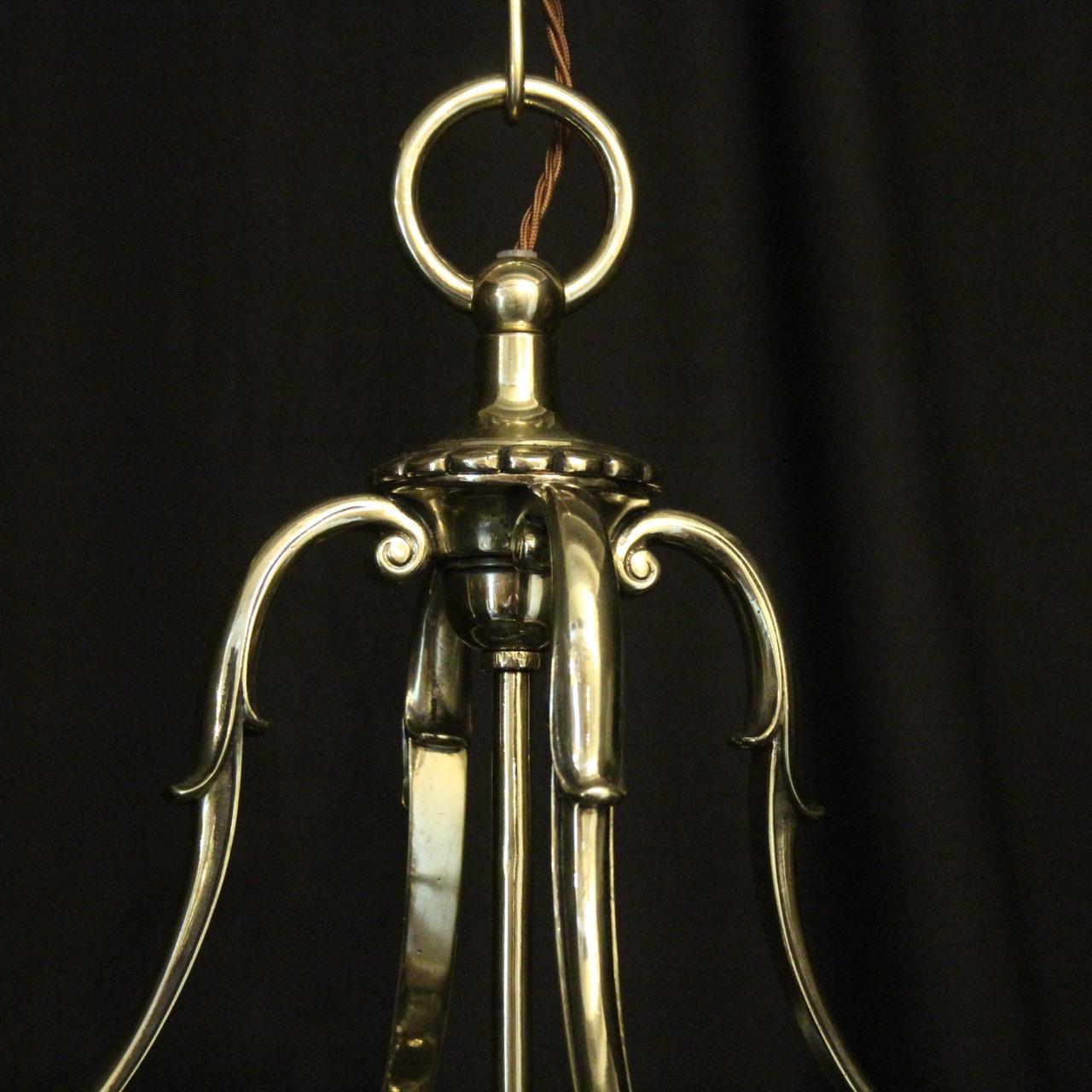 Brass English 19th Century Four Light Convex Antique Hall Lantern