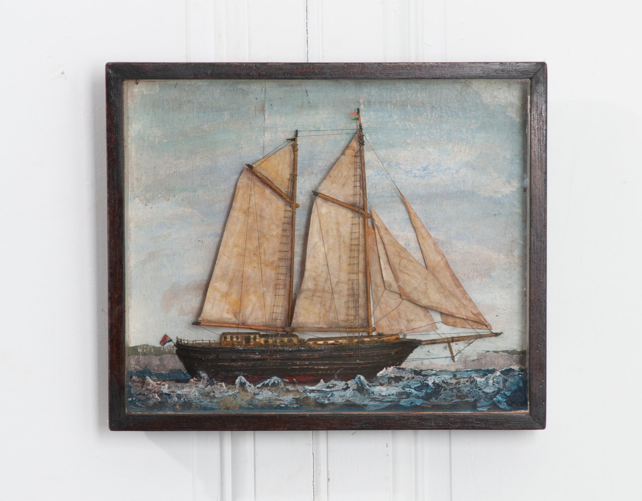 Hand-Crafted English 19th Century Framed Nautical Diorama