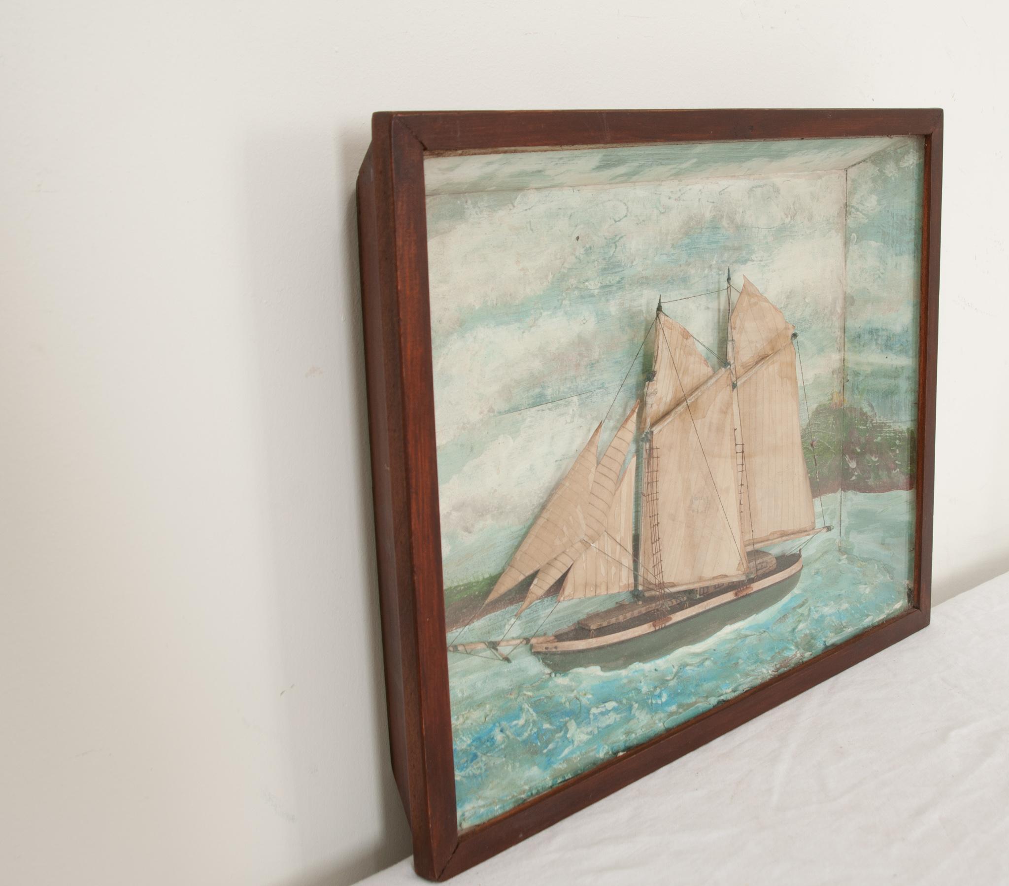 Hand-Crafted English 19th Century Framed Nautical Diorama