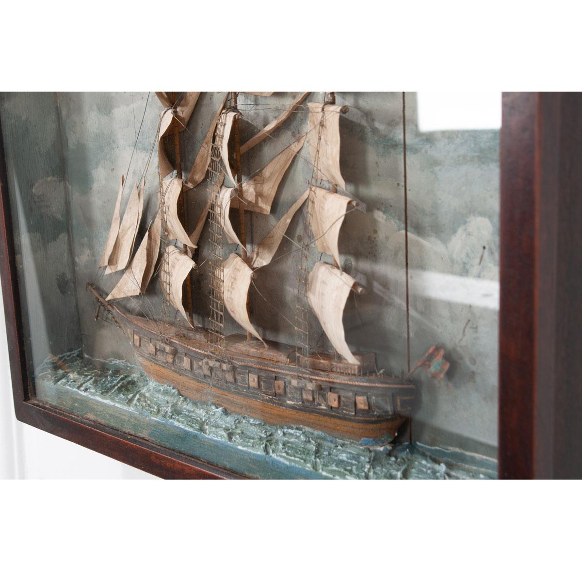 Wood English 19th Century Framed Nautical Diorama