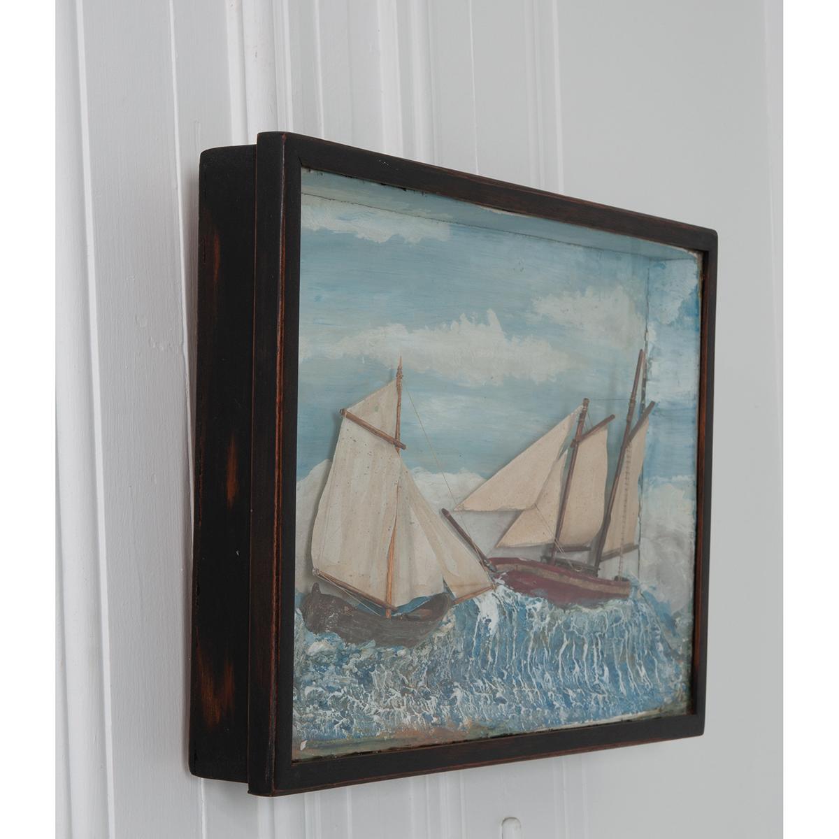 Paint English 19th Century Framed Nautical Diorama