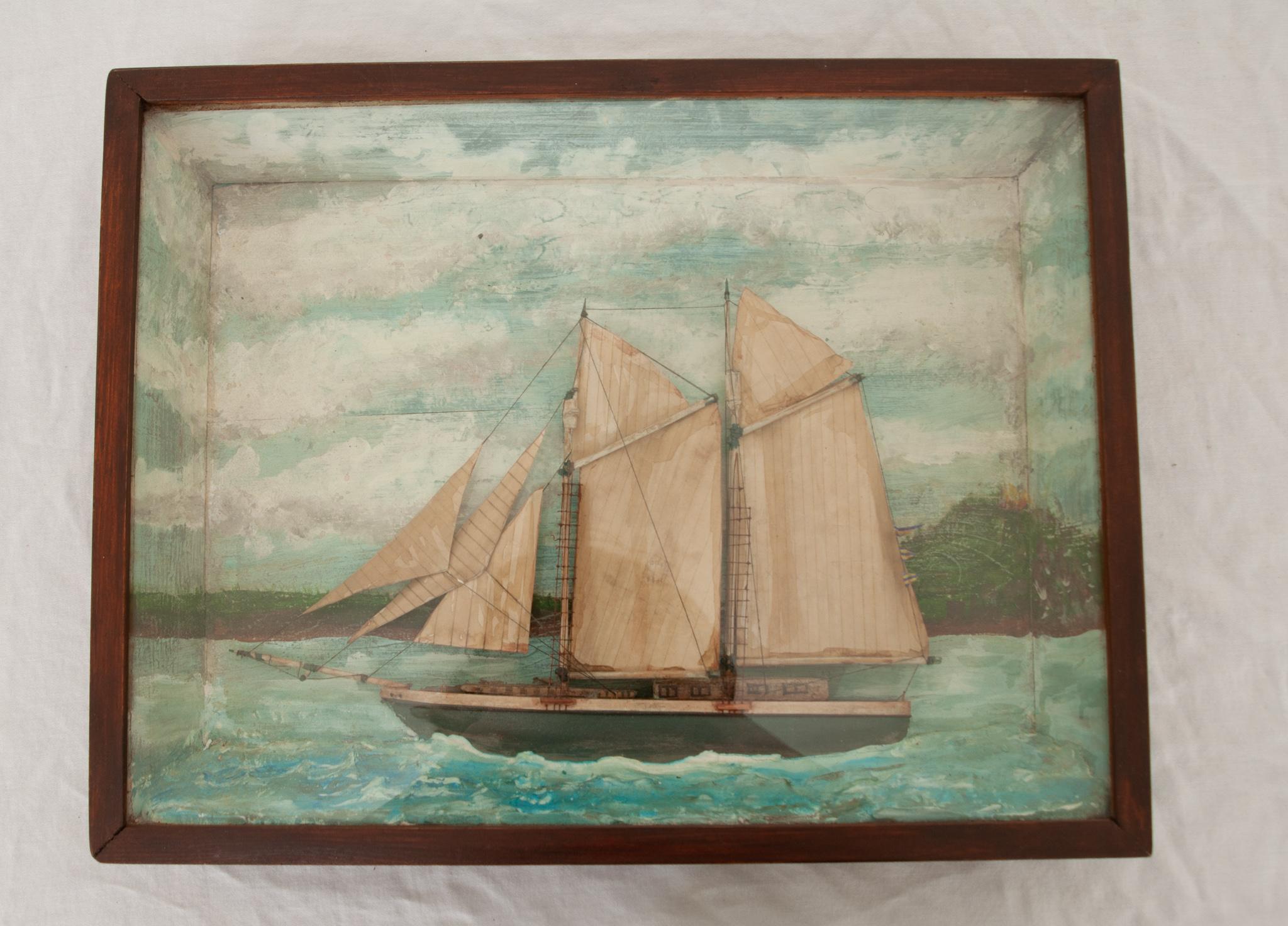Glass English 19th Century Framed Nautical Diorama