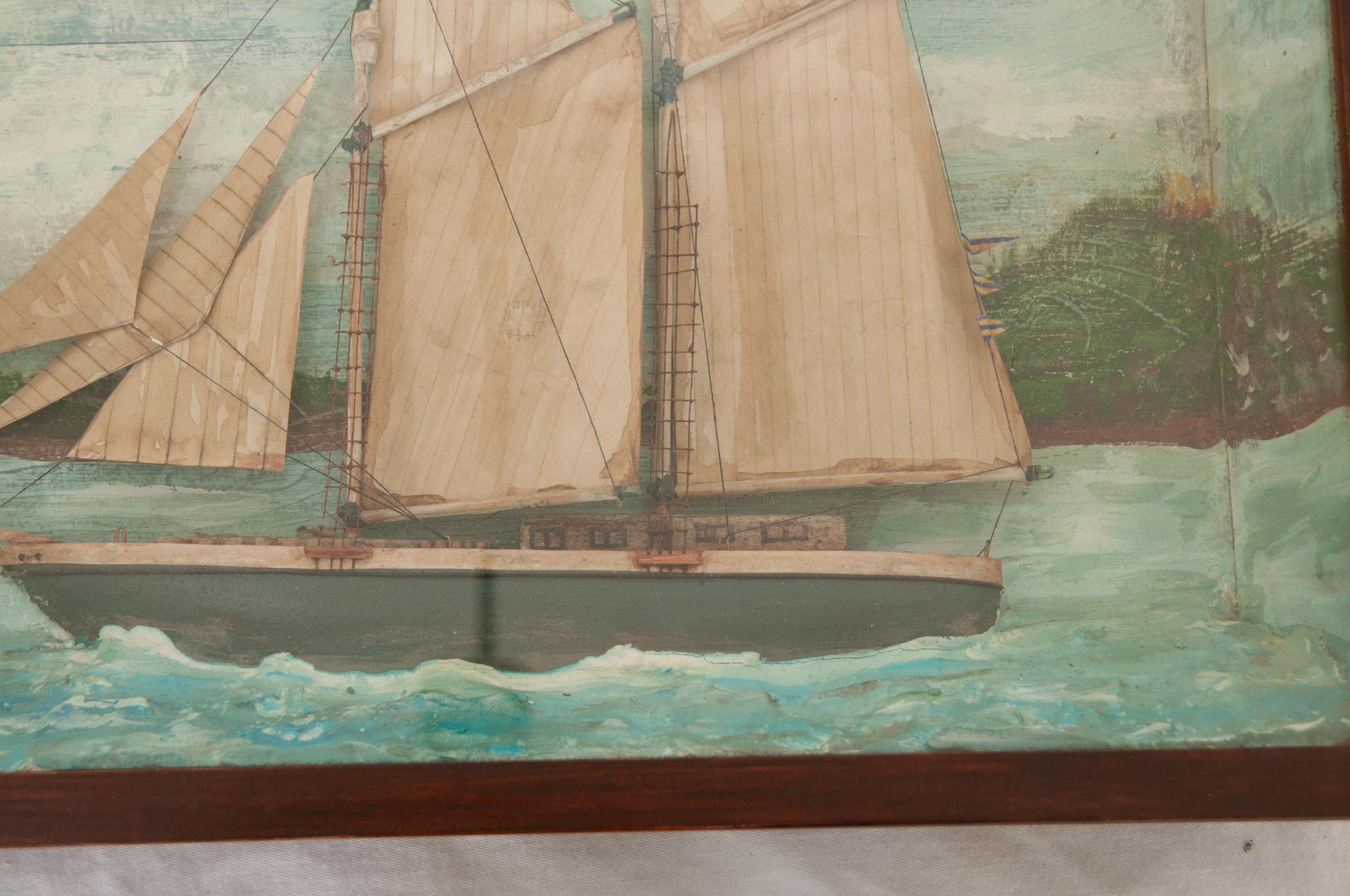 English 19th Century Framed Nautical Diorama 2