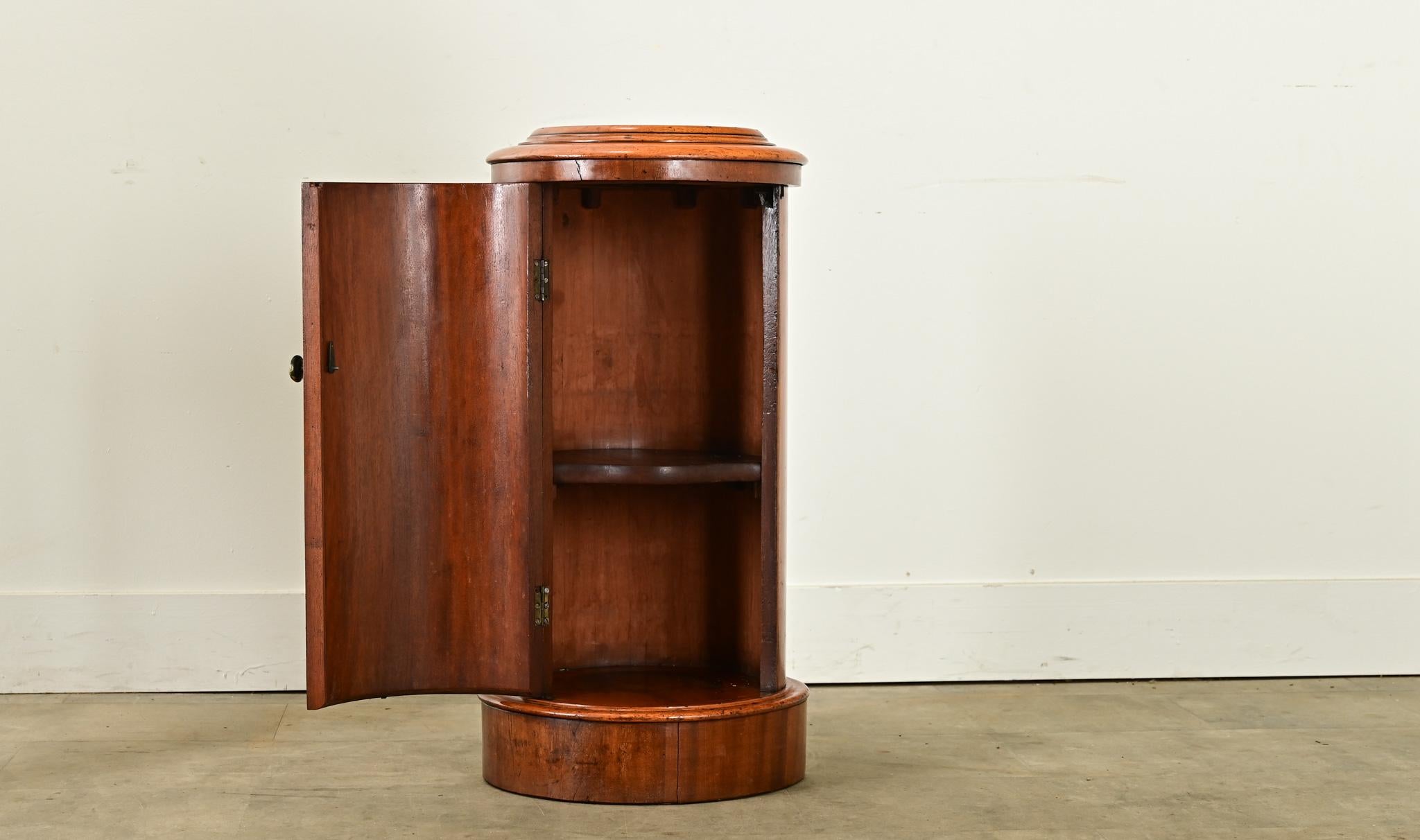 Brass English 19th Century Fruitwood Bedside Table For Sale