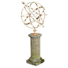 English 19th Century Garden Armillary Sphere on Column
