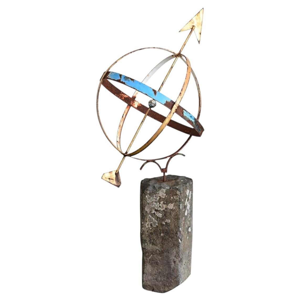 English 19th Century Garden Armillary Sphere on Column