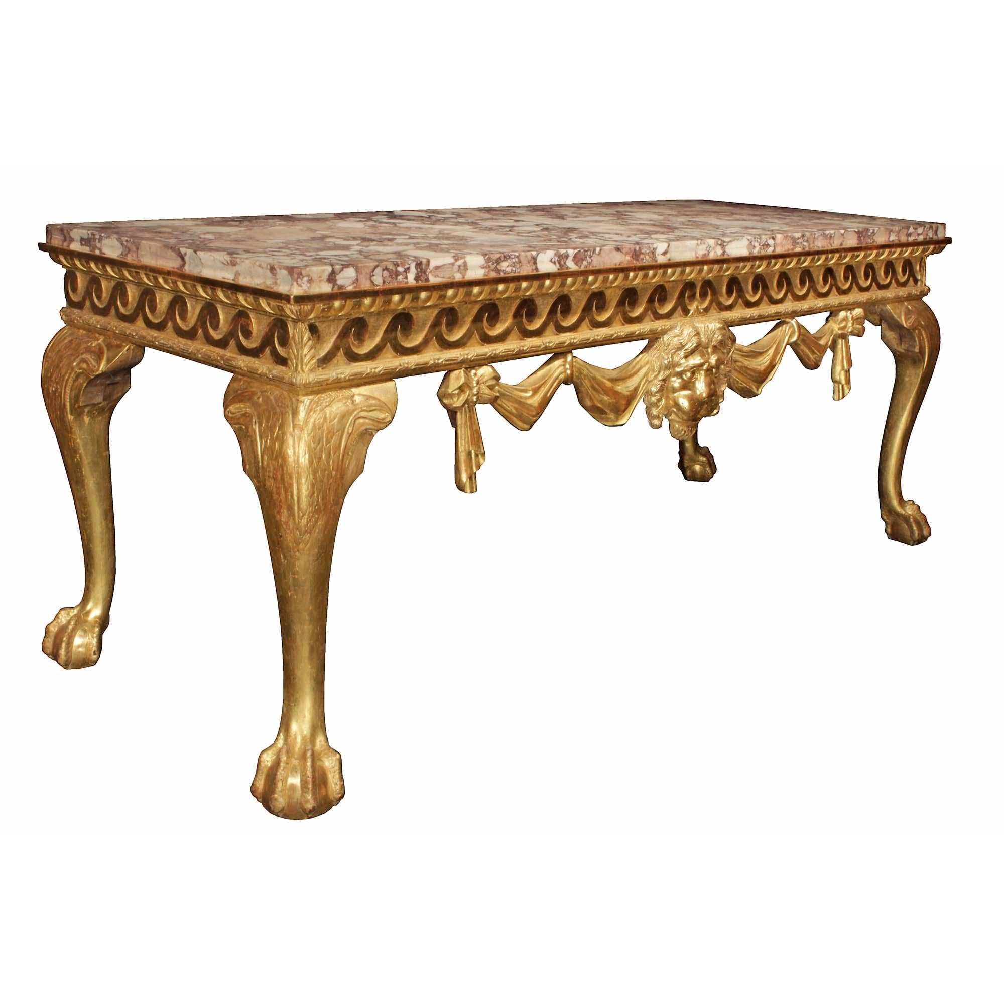 English 19th Century George II Gilt Wood And Marble Console In Good Condition In West Palm Beach, FL
