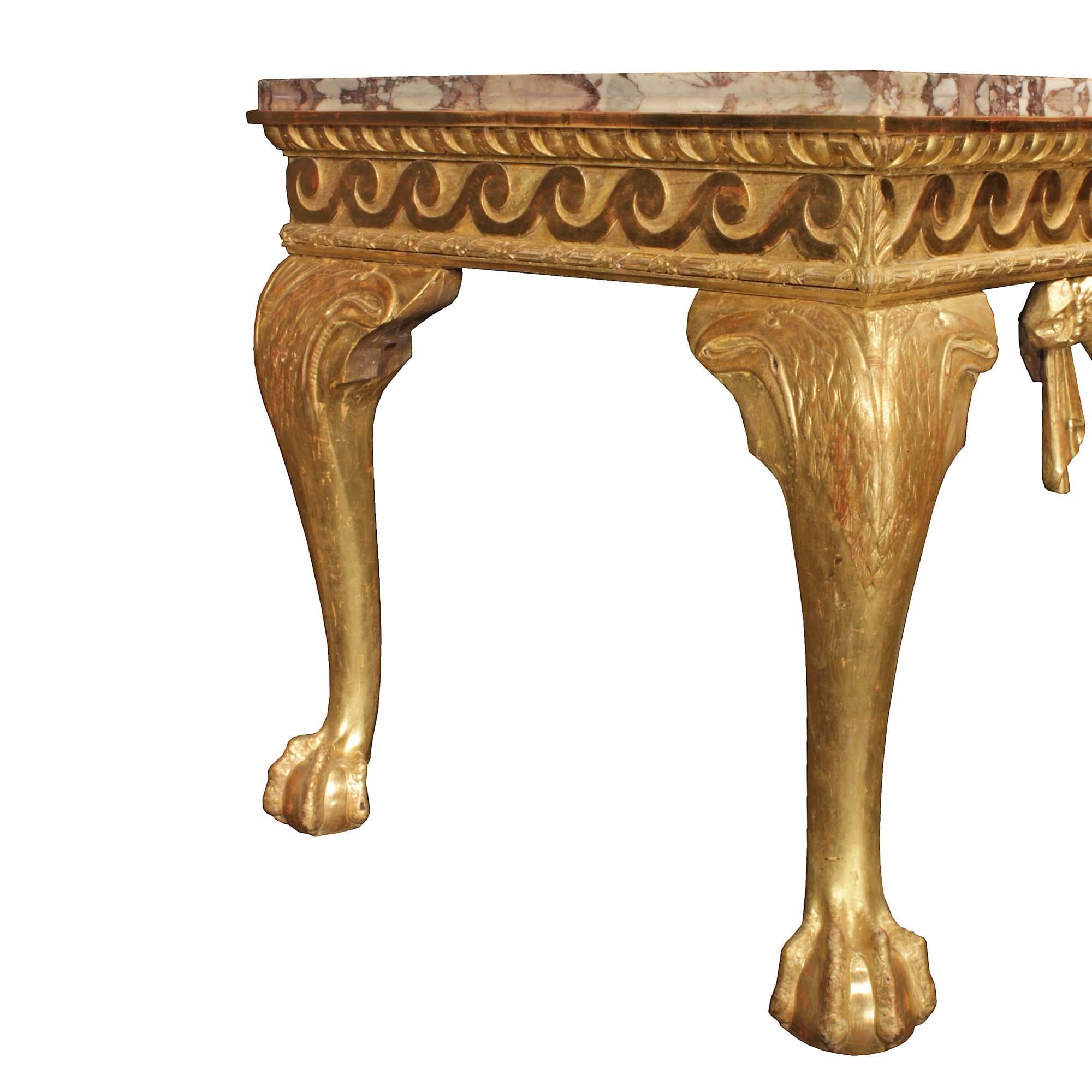 Giltwood English 19th Century George II Gilt Wood And Marble Console