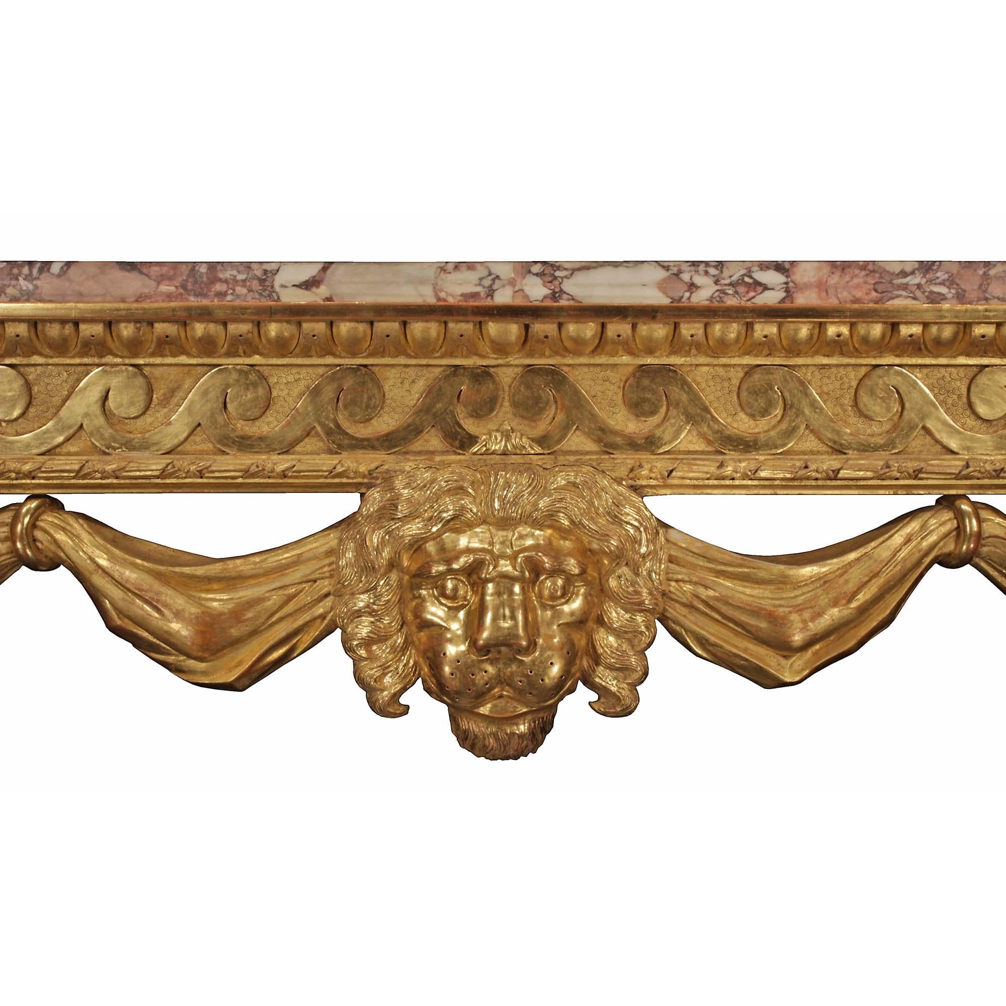 English 19th Century George II Gilt Wood And Marble Console 1