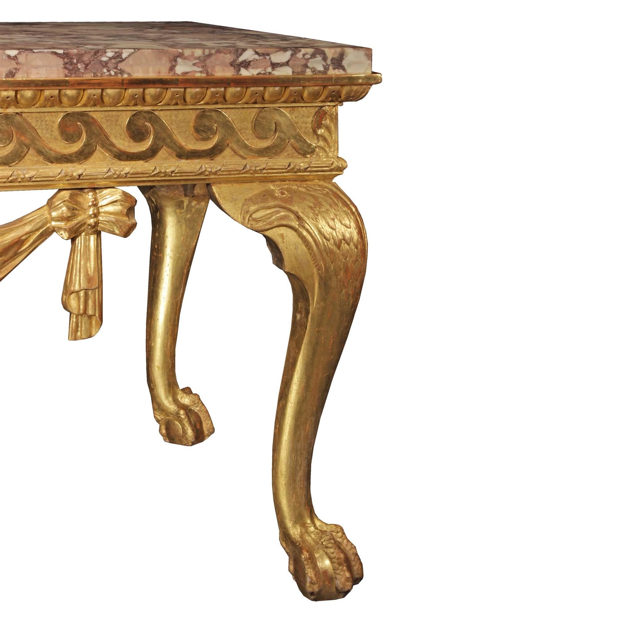 English 19th Century George II Gilt Wood And Marble Console 2