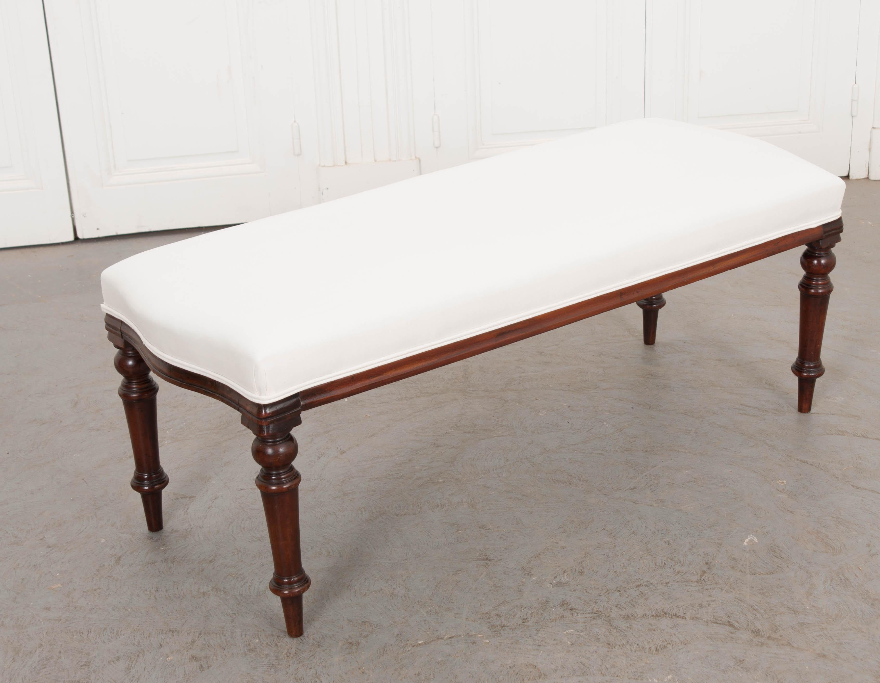 English 19th Century George III Mahogany Upholstered Bench 6