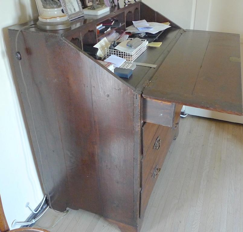 18th Century English 19th Century Georgian Chest of 5 Drawers with Drop Panel Desk Top For Sale
