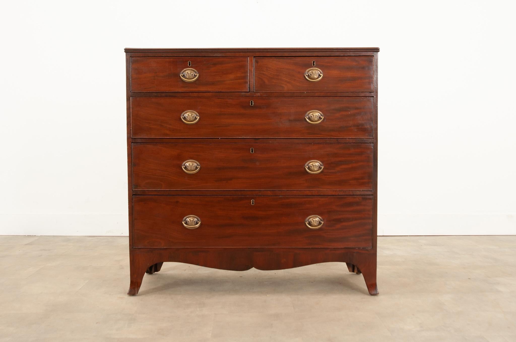 Cast English 19th Century Georgian Mahogany Chest of Drawers For Sale