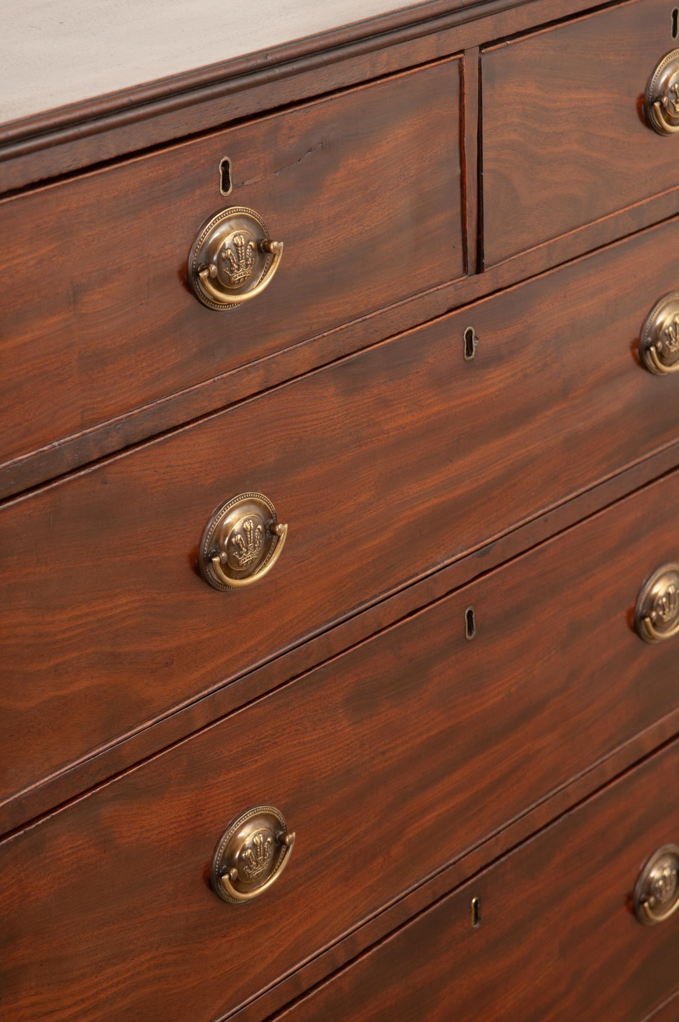 Brass English 19th Century Georgian Mahogany Chest of Drawers For Sale