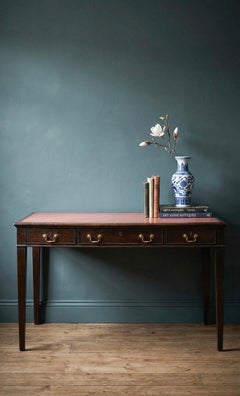 English 19th Century Georgian Style Mahogany Writing Desk with Red Leather Top