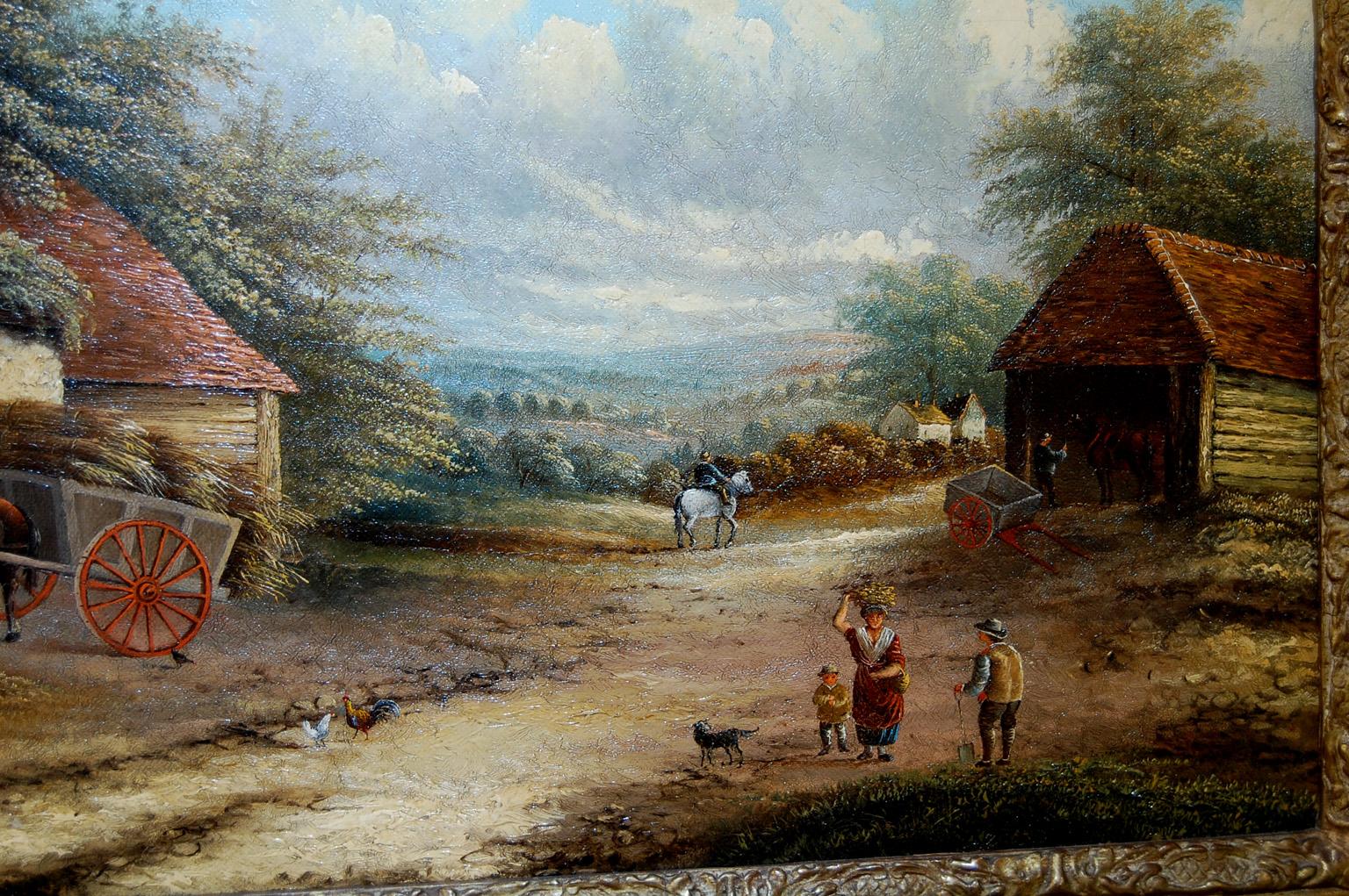 English 19th Century Georgina Lara Original Oil on Canvas -Suffolk Village Scene 2