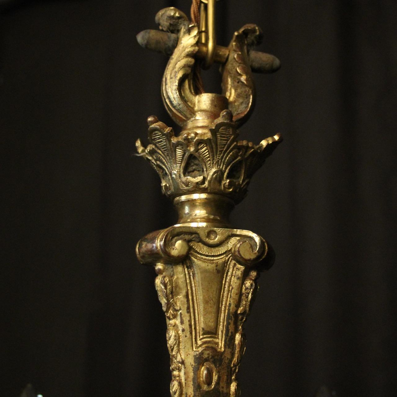 English 19th Century Gilded Bronze 6-Light Chandelier 4
