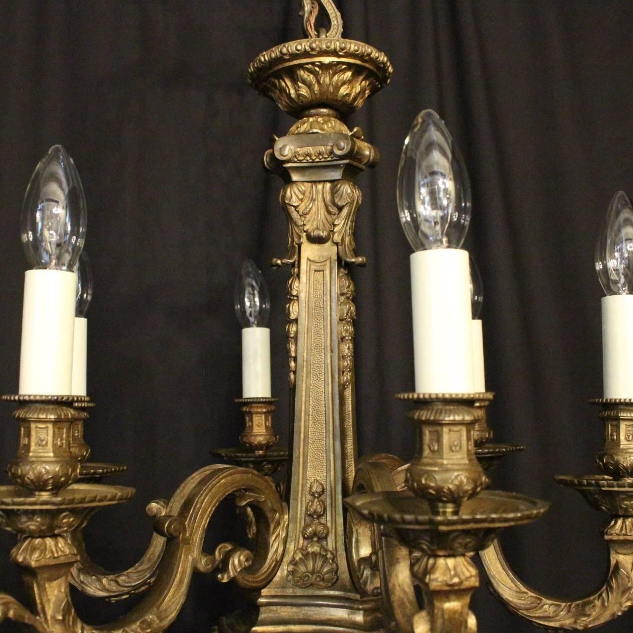 English 19th Century Gilded Bronze Six-Light Chandelier 3