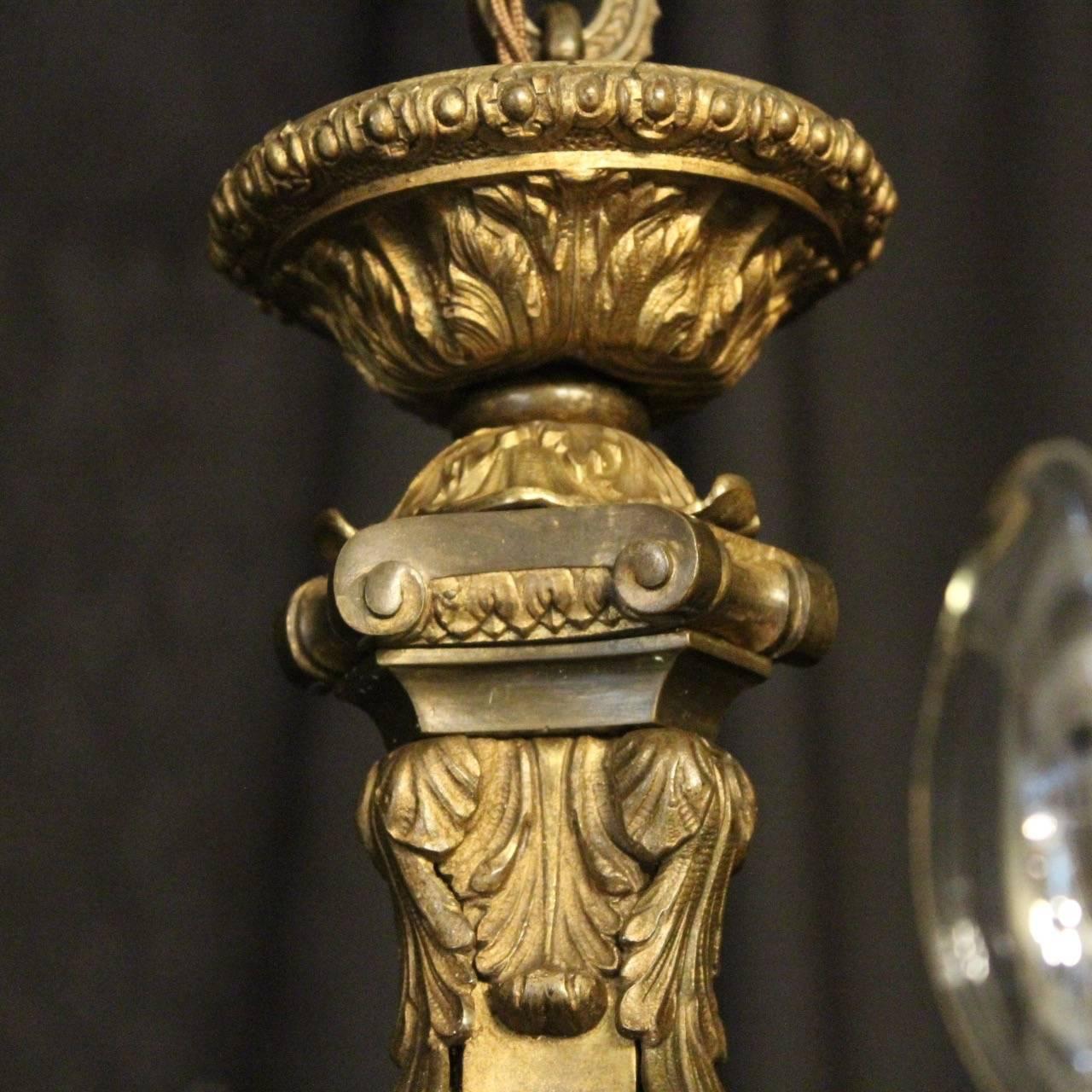 English 19th Century Gilded Bronze Six-Light Chandelier 4