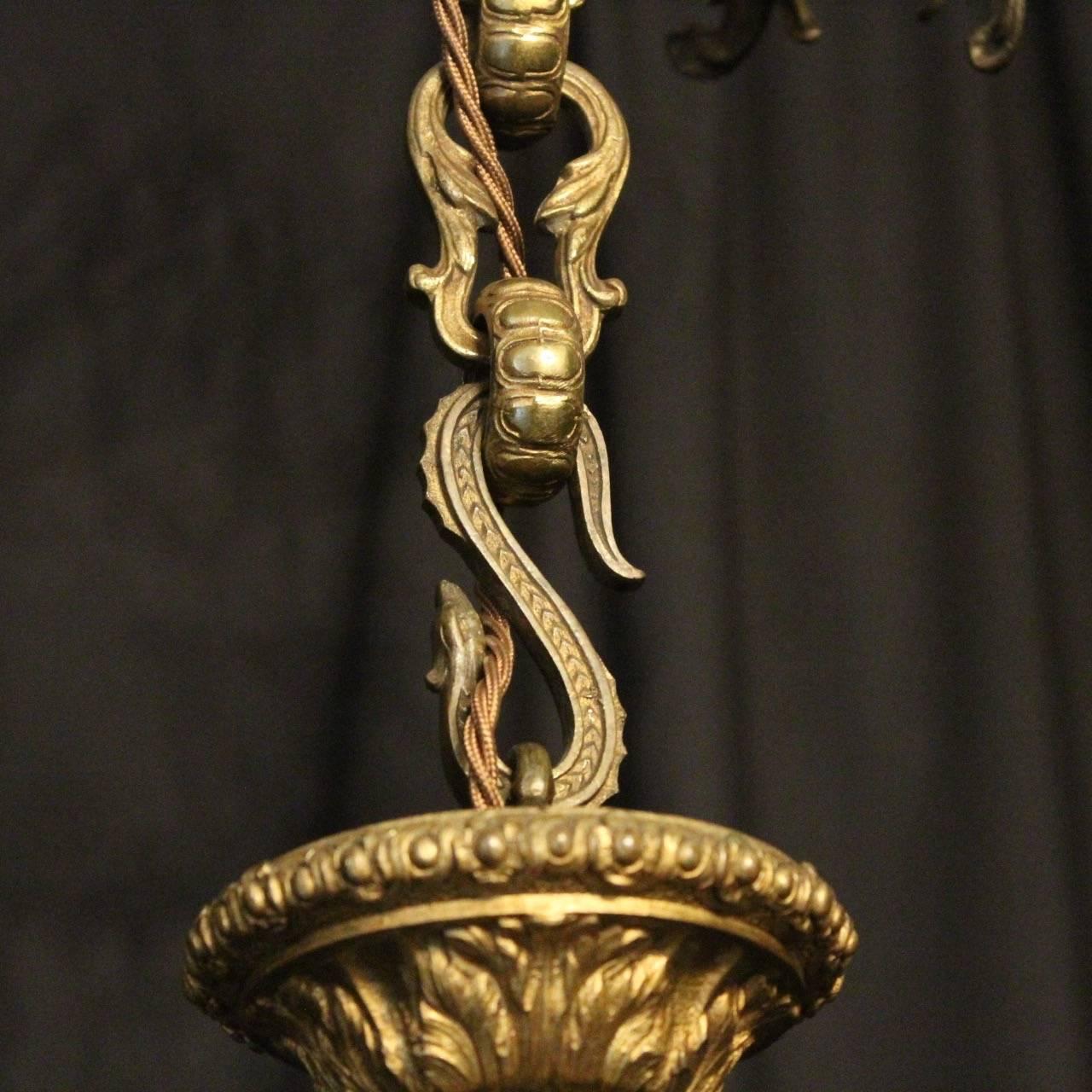 English 19th Century Gilded Bronze Six-Light Chandelier 5