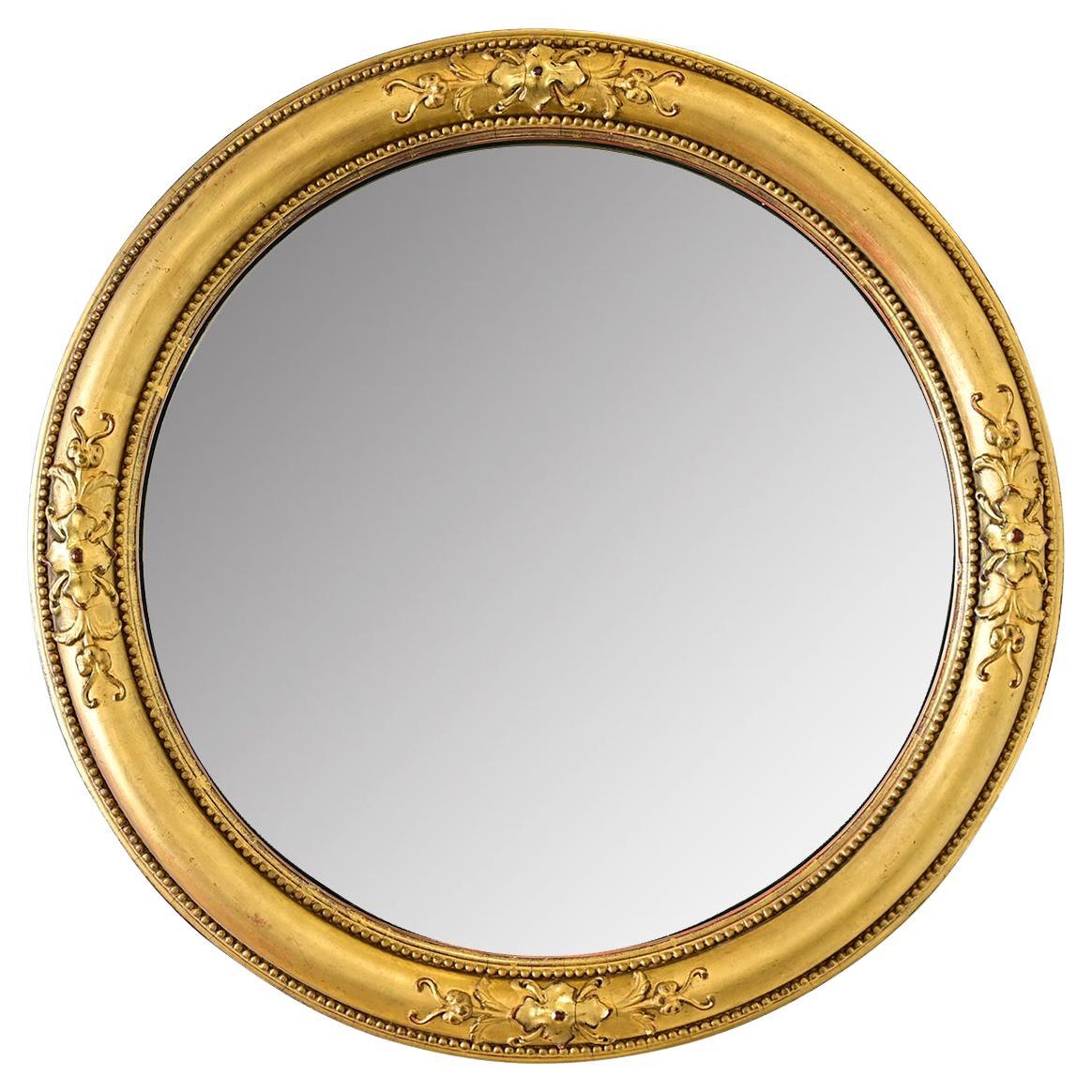 English 19th Century Gilt Convex Mirror