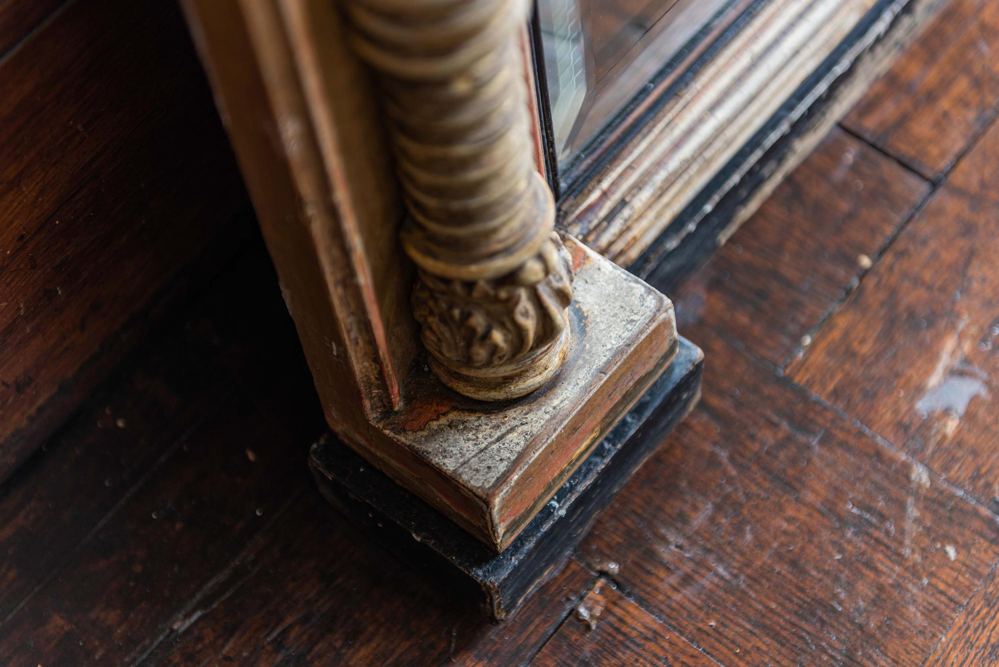 English 19th Century Gilt and Ebonized Bevelled Overmantle Mirror 1