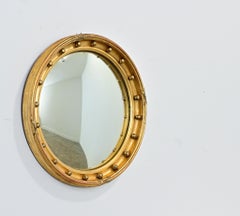 English 19th Century Giltwood Convex Bullseye Mirror