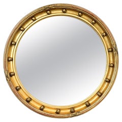 English 19th Century Giltwood Convex Bullseye Mirror
