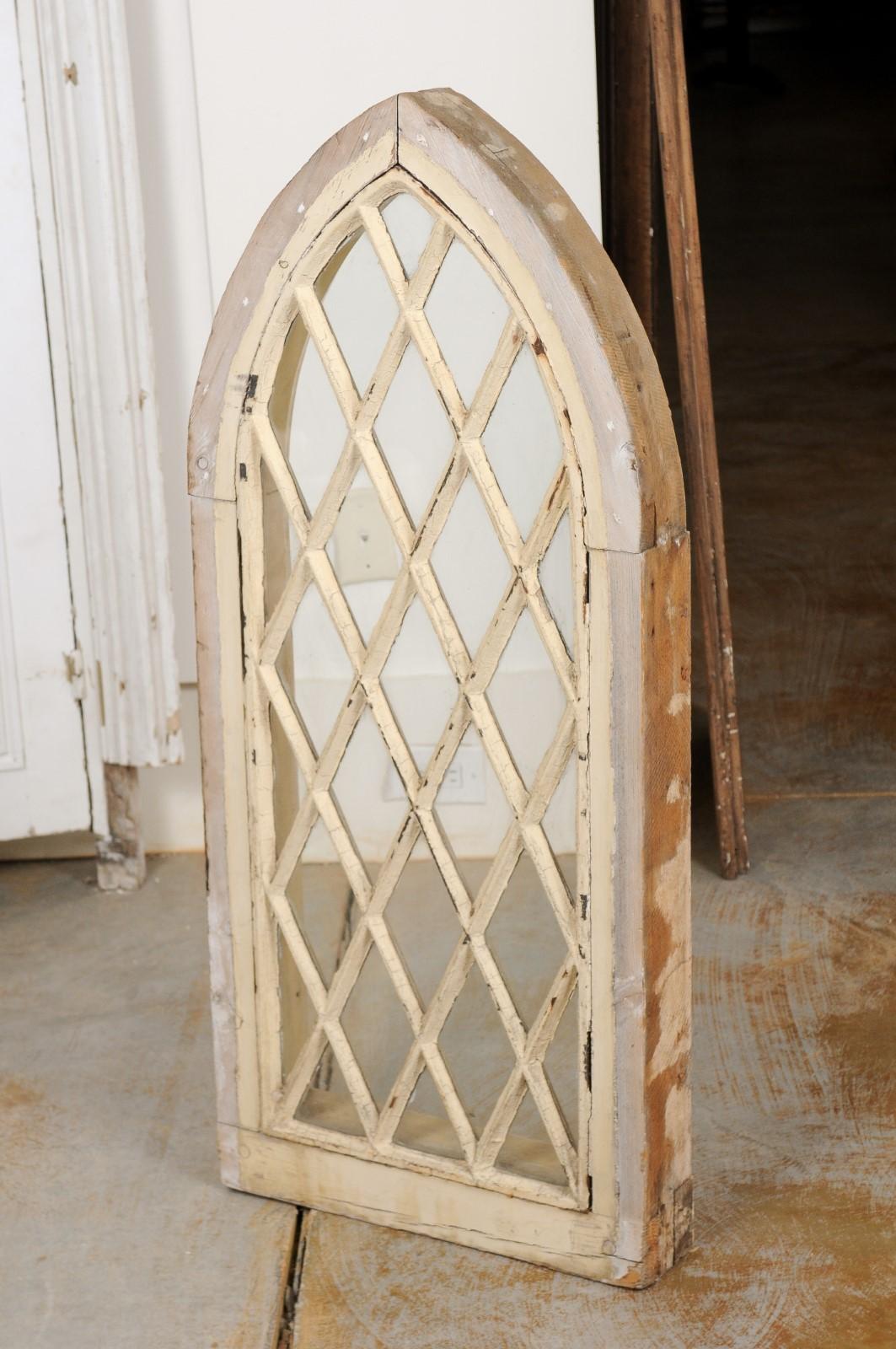 English 19th Century Gothic Revival Broken Arch Church Window with Mullions 4