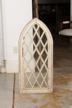 English 19th Century Gothic Revival Broken Arch Church Window with Mullions