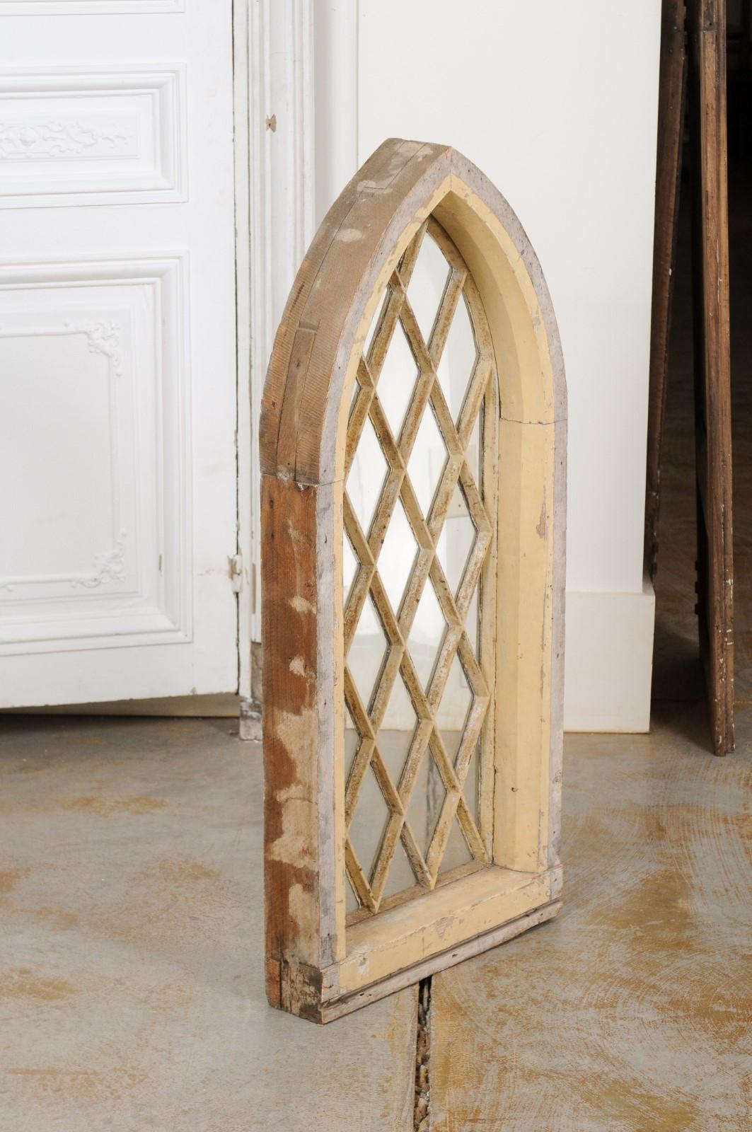 English 19th Century Gothic Revival Broken Arch Church Window with Mullions 1