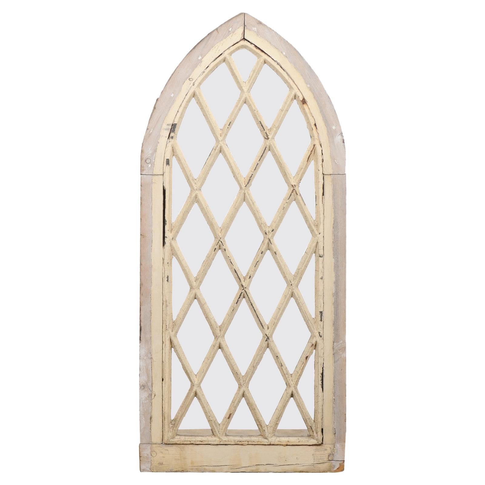 English 19th Century Gothic Revival Broken Arch Church Window with Mullions
