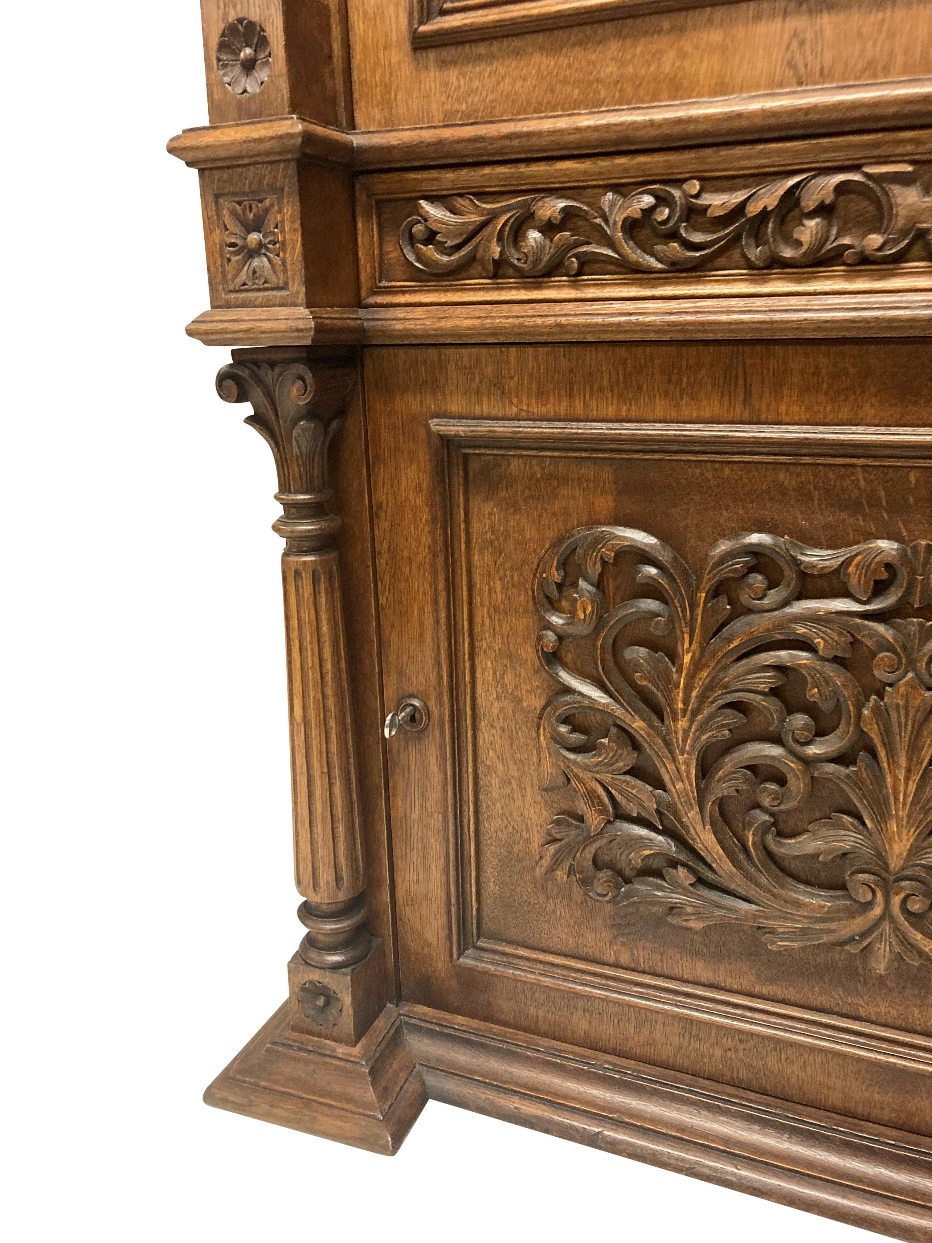 High Victorian English 19th Century Gun Cabinet in the Romanesque Manner For Sale