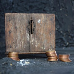 English 19th Century Hand Carved Folk Art Money Box
