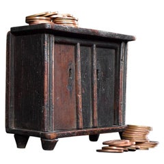 English 19th Century Hand Carved Folk Art Money Box