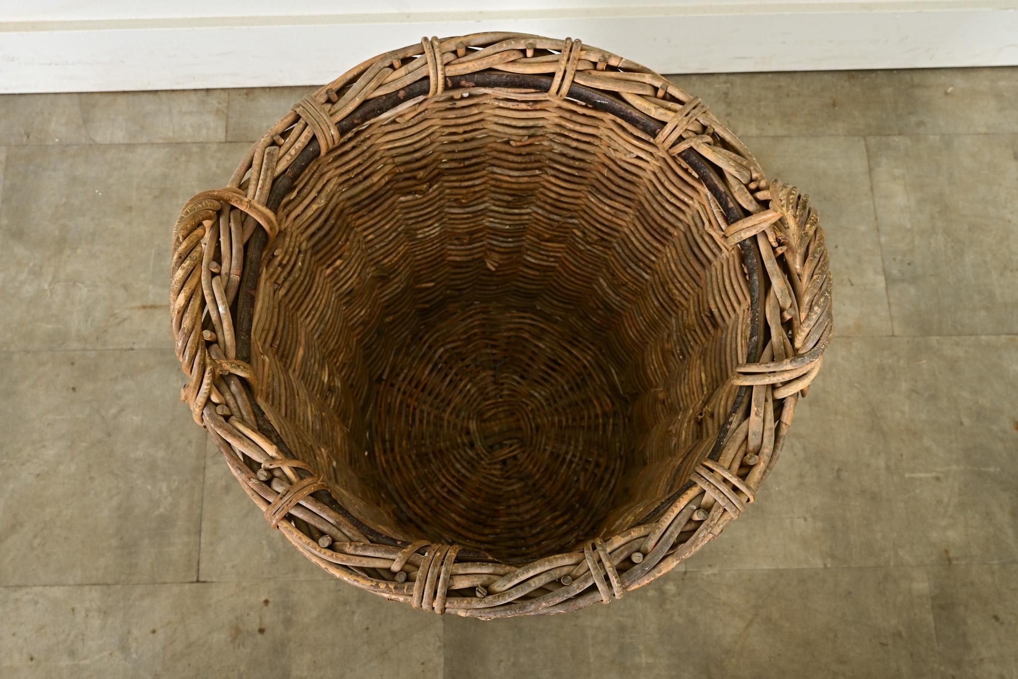Woven English 19th Century Harvest Basket