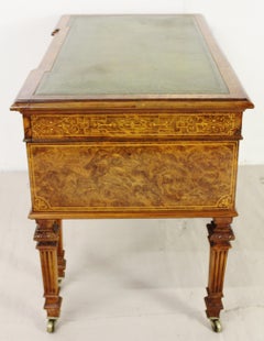 English 19th Century Inlaid Burr Walnut Writing Table by Johnstone and Jeanes