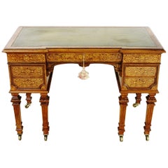 English 19th Century Inlaid Burr Walnut Writing Table by Johnstone and Jeanes