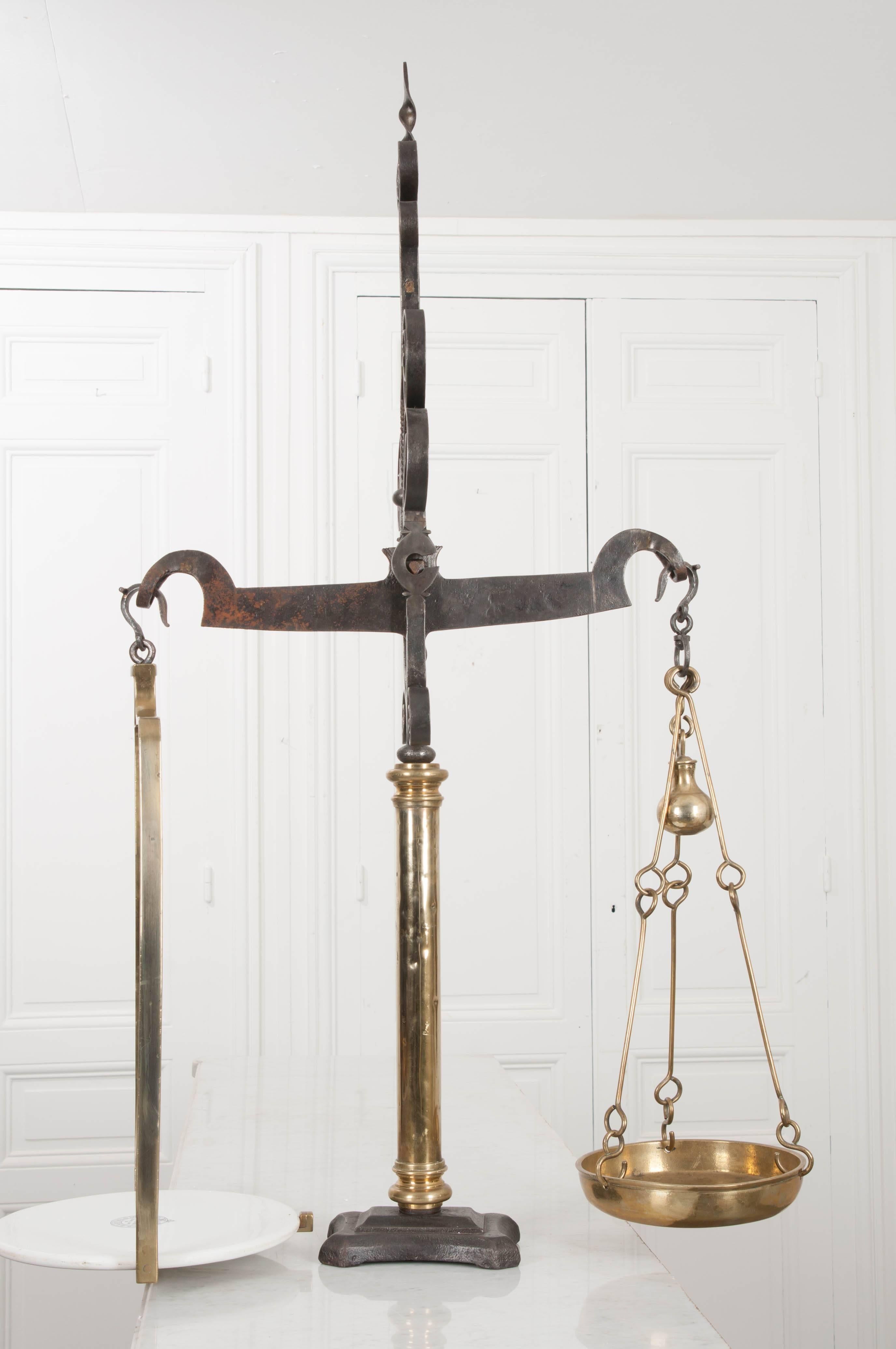 Forged English 19th Century Iron and Brass Weighing Machine