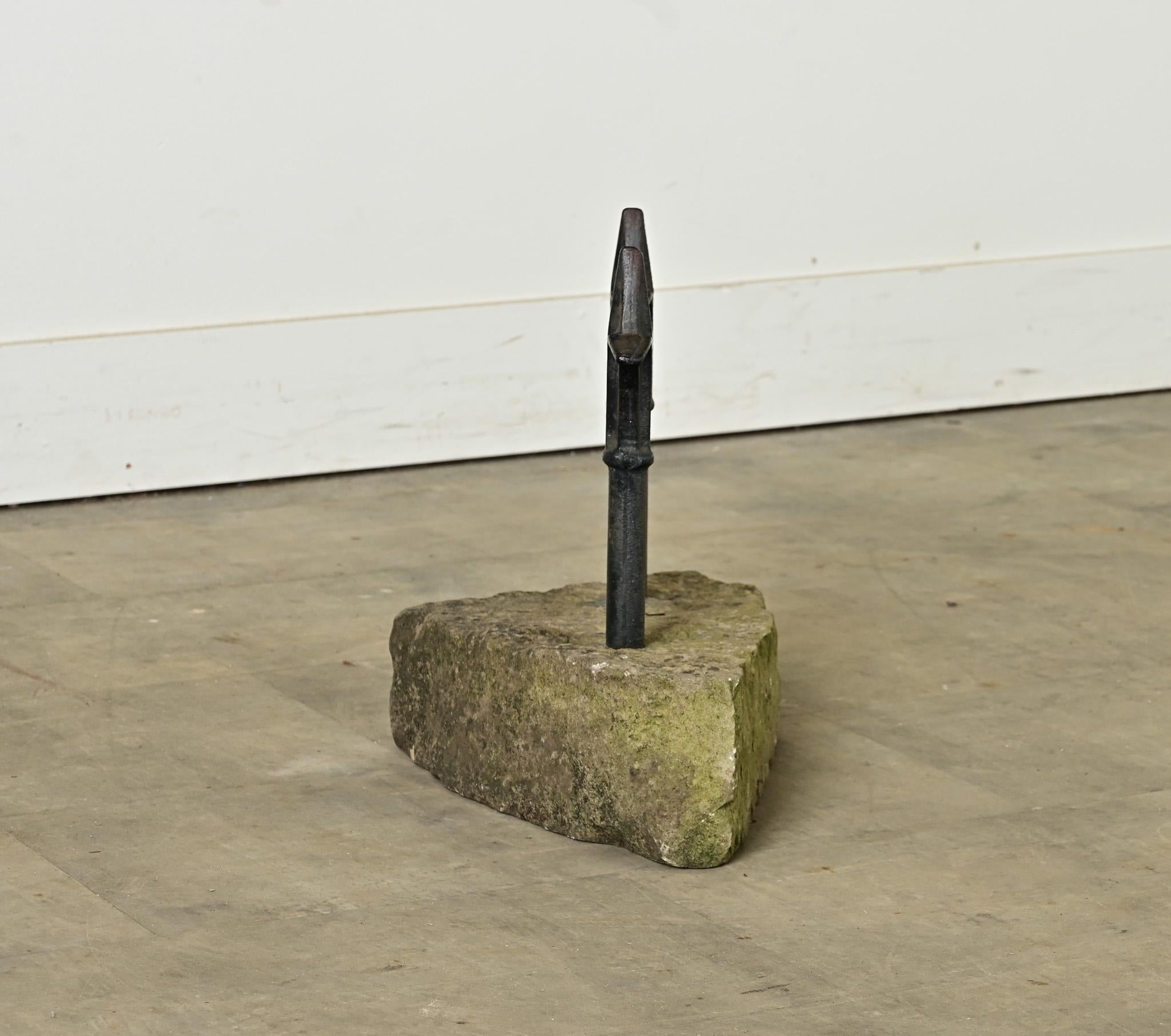 Stone English 19th Century Iron Boot Scraper For Sale