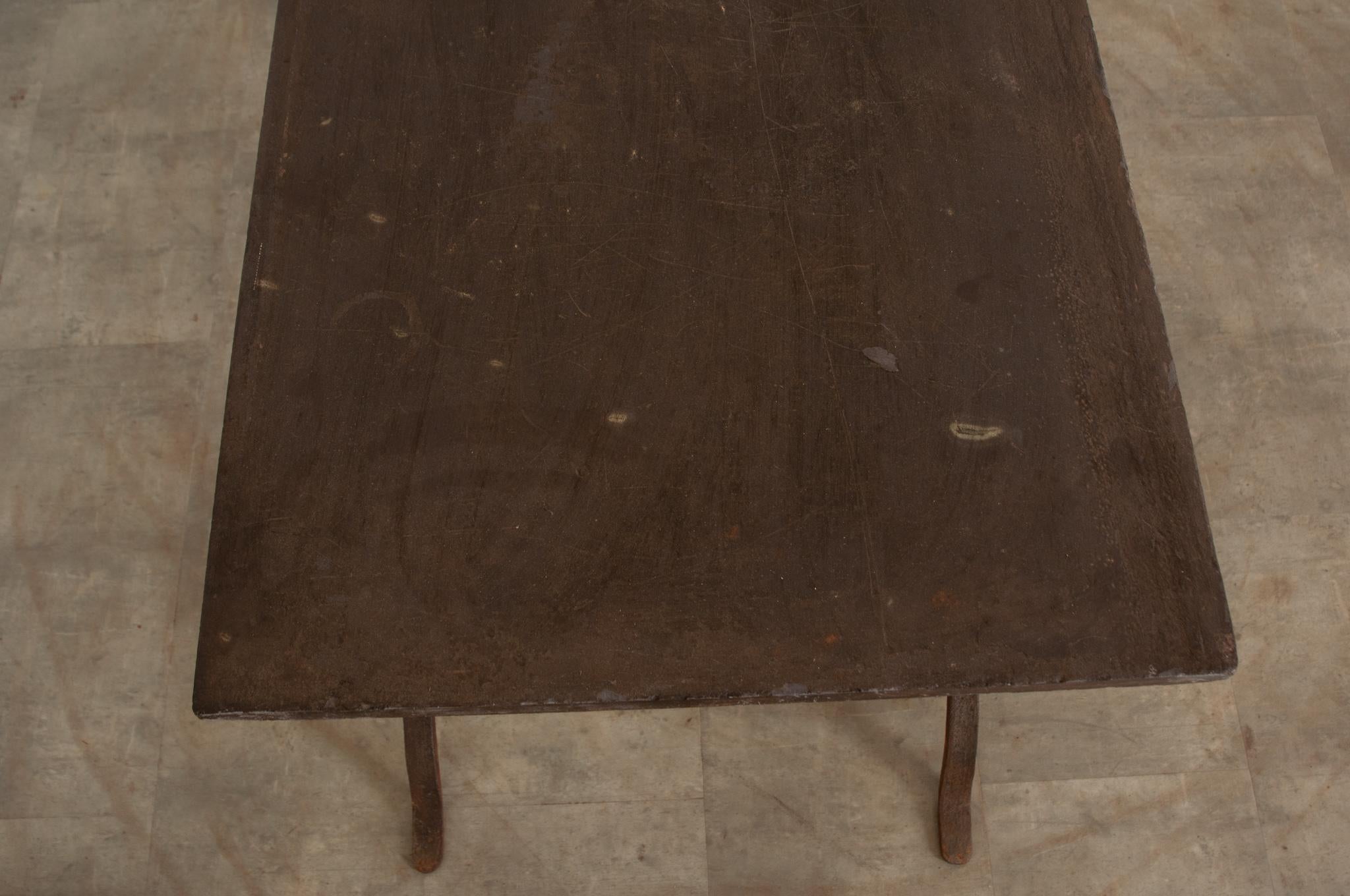 Fired English 19th Century Iron & Slate Work Table For Sale