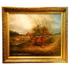 English 19th Century James Clark Original Oil on Canvas a Runaway Cart Horse