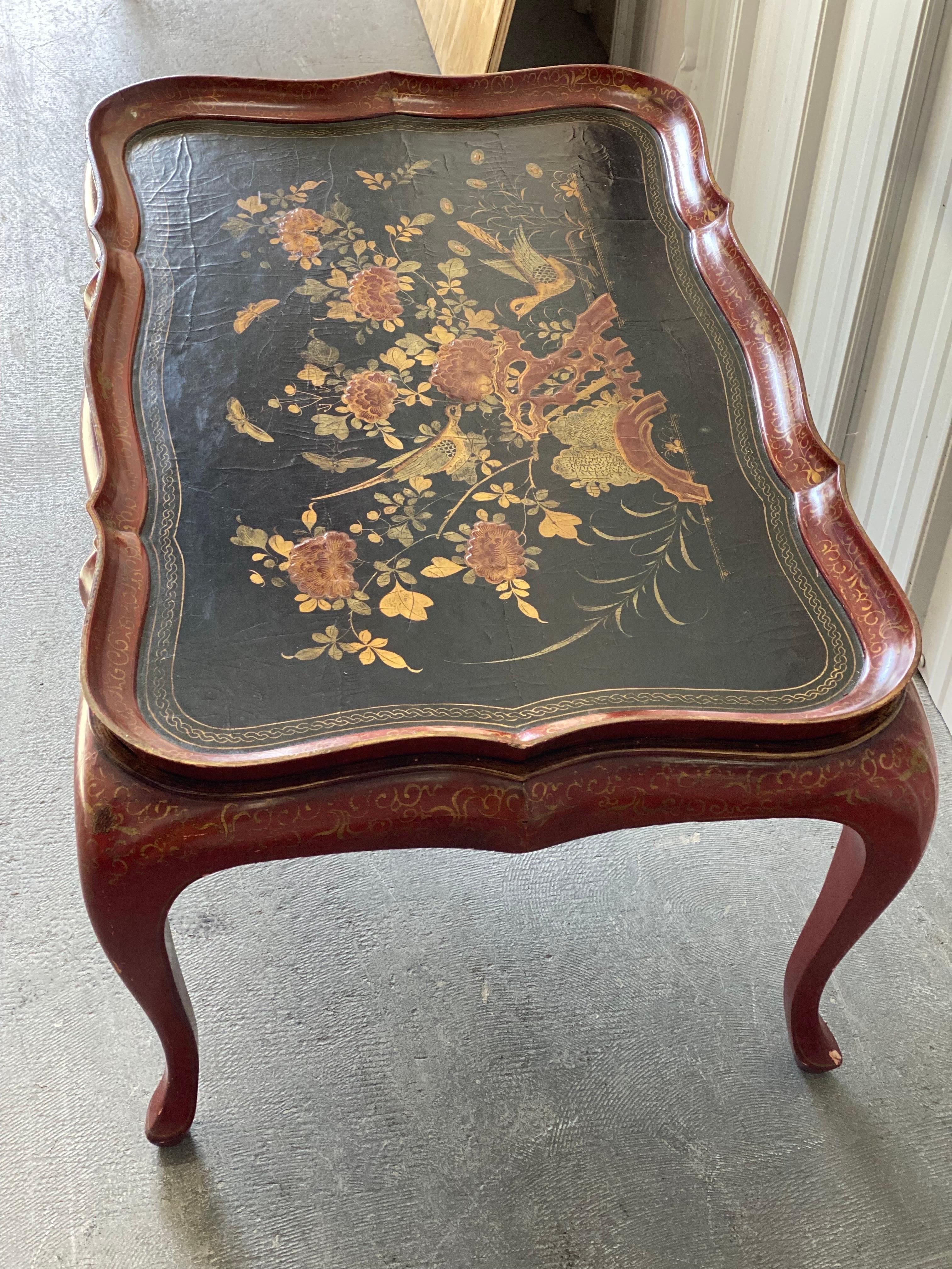 English 19th Century Lacquer Tray on Later Stand, Sourced by David Easton For Sale 3