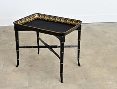 English 19th Century Lacquered Papier Mâché Tea Tray Table
