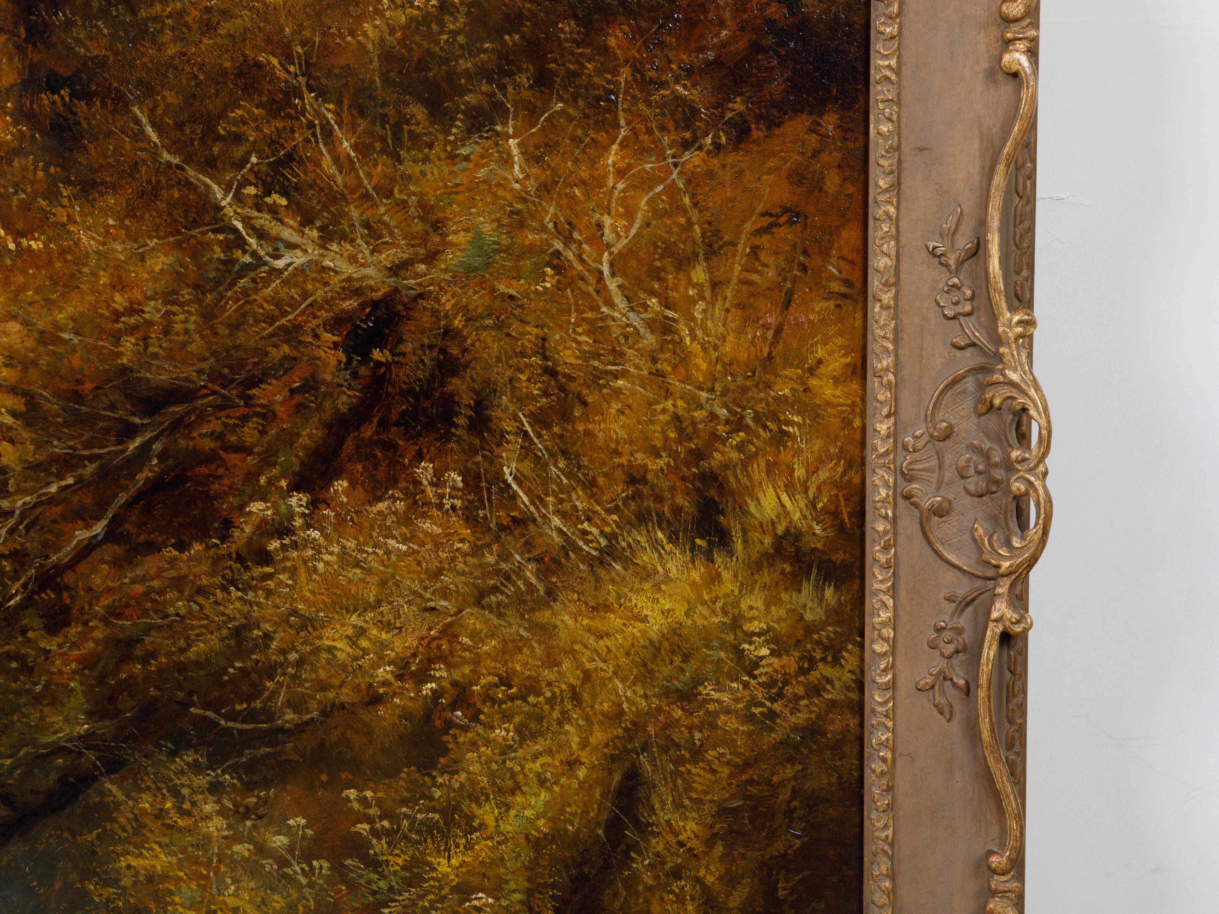Canvas English 19th Century Landscape Painting by William Widgery of Lydford Gorge For Sale