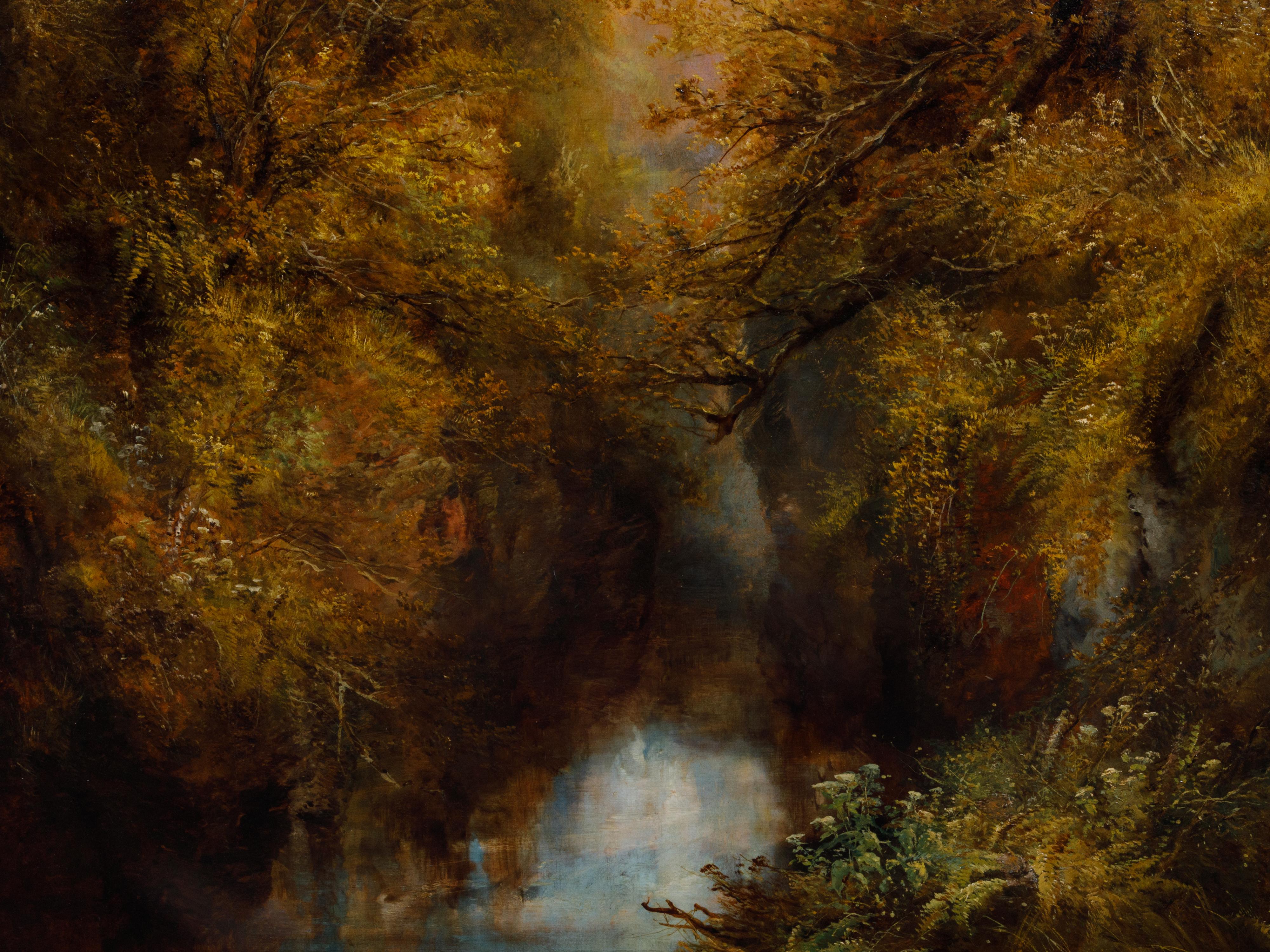 Englisches Landschaftsgemälde des 19. Jahrhunderts von William Widgery von Lydford Gorge im Angebot 3