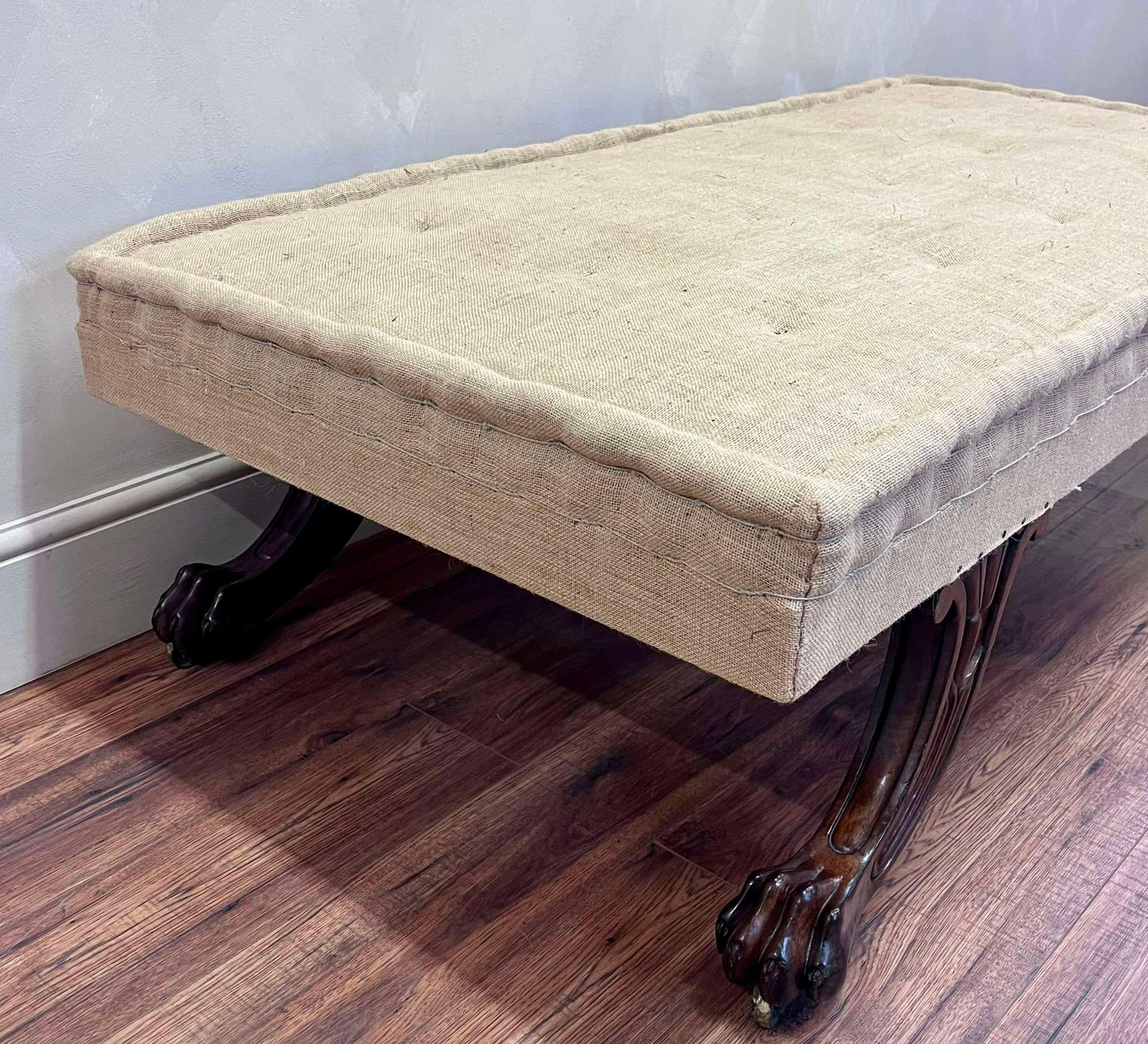 English 19th Century Large Bespoke Made Centre Footstool Country House For Sale 11